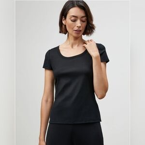 NWT Lafayette 148 New York Cotton Rib Scoop Neck T-Shirt